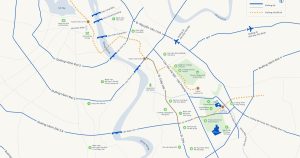 Bản đồ hệ thống cầu, đường vành đai và tuyến metro kết nối khu Đông Hà Nội quanh khu vực Ocean Park