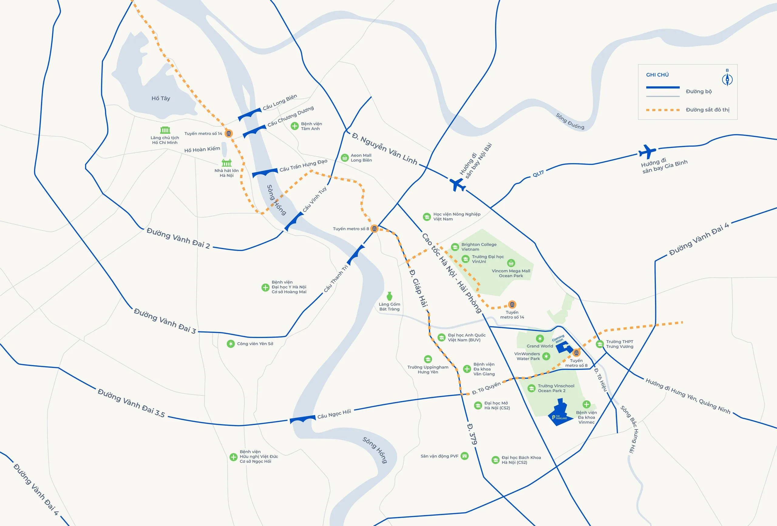 Bản đồ kết nối giao thông khu vực Ocean City, nơi MIK Group phát triển Imperia Ocean City