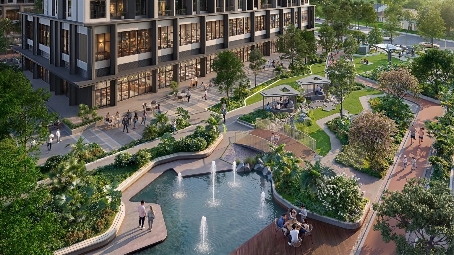Đài phun nước và lối dạo nội khu The CityOn