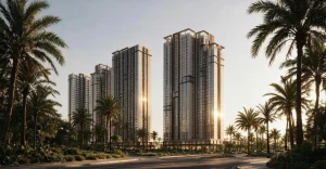 Phối cảnh The CityOn trong nắng chiều bên hàng cọ