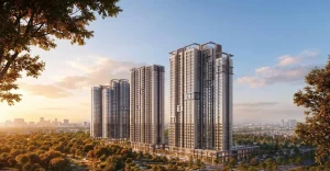 Phối cảnh The CityOn Zone A giữa mảng cây xanh