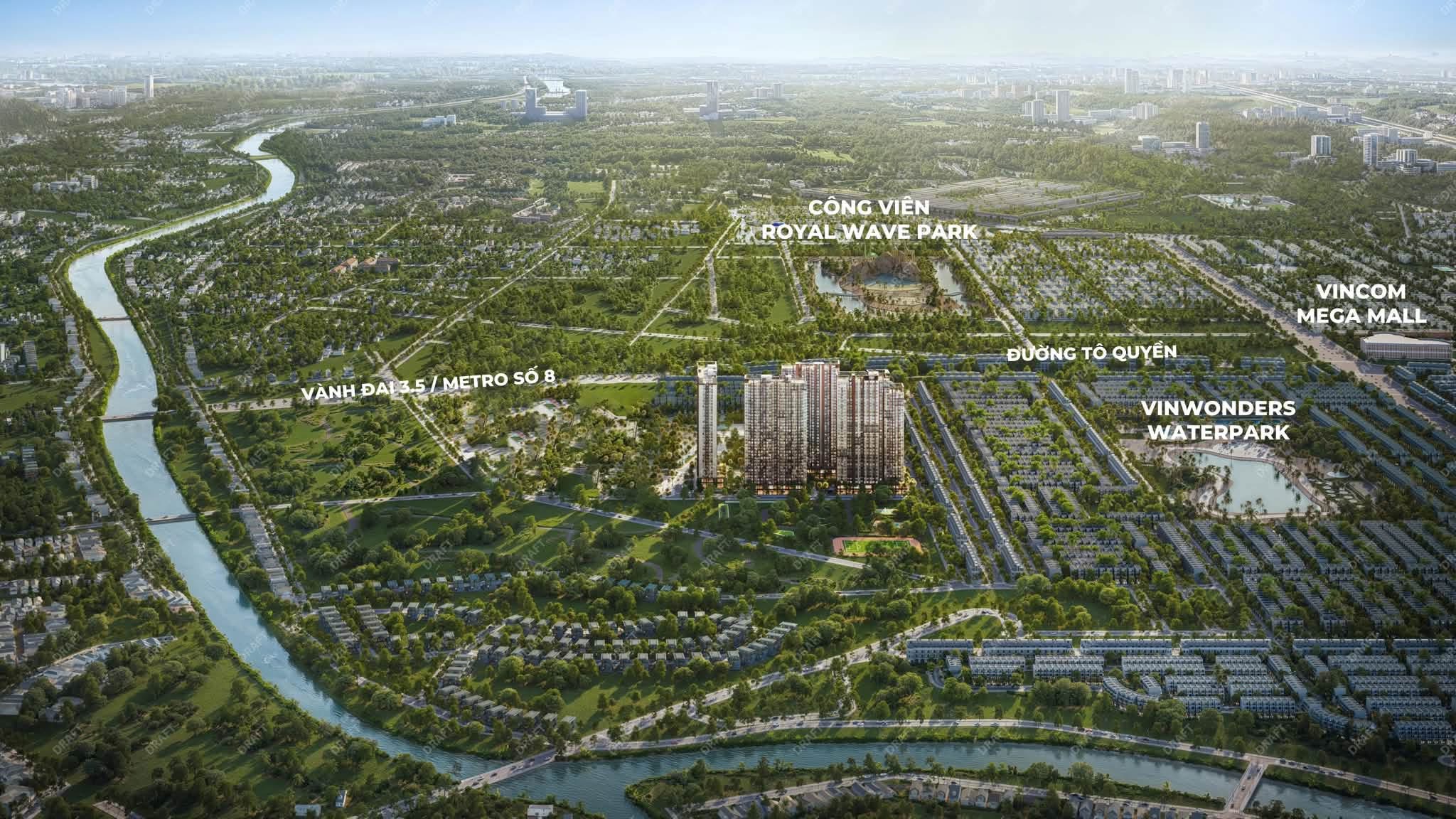 Sơ đồ vị trí The CityOn Ocean Park 3 giáp Vành đai 3.5, đường Tô Quyền và VinWonders Waterpark